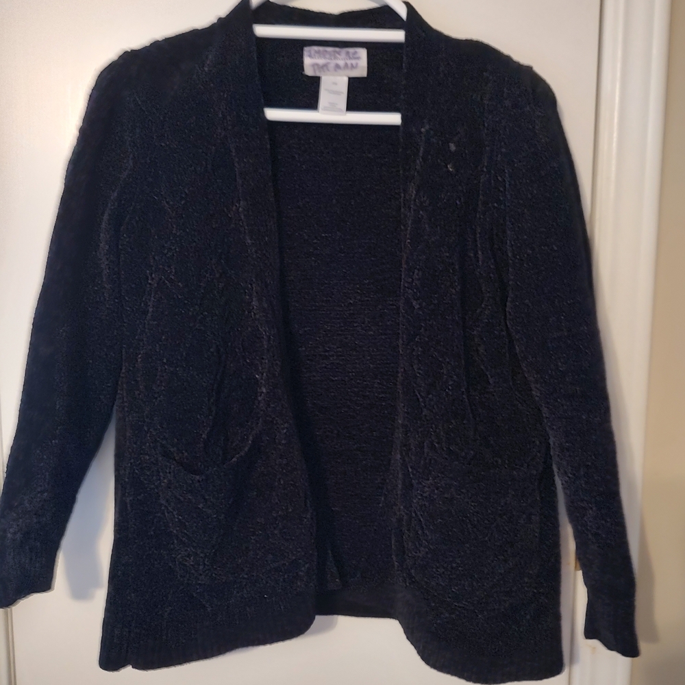 Alfred Dunner Black Open-Front Women's Cardigan